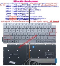 US silver Backlit Keyboard for Dell Inspiron 5400 5493 P120G 5405 5406 5409 7490