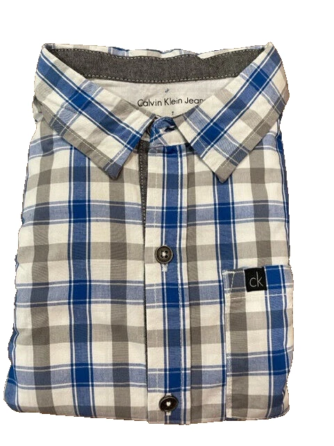 CALVIN KLEIN BOYS 3 PC T-SHIRT, PLAID SHIRT, SHORT SET(GRAY/BLUE/BLACK, 2T)NWOT - Image 2 of 4