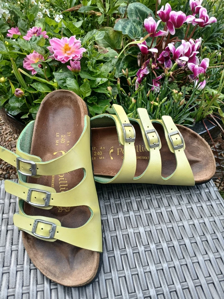 BIRKENSTOCK FLORIDA PAPILLIO IRIDESCENT WOMENS FOOTBED SANDALS S 4.5 EU 37 USED - Image 4 of 4