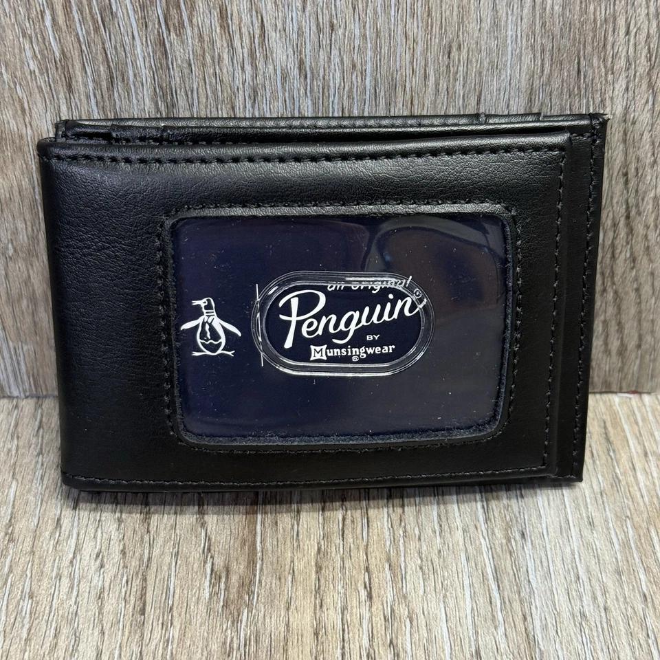 An Original Penguin ~ Por Munsingwear ~ Estuche magnético para tarjetas abatible Caja de regalo de cuero Foto 3 de 4