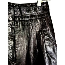 Vtge Toffs leather pants Black sz 6 80's/90's High waist Paper bag EUC Clean.