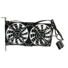 PCIe Slim Cooler Display Card Cooling Dual 80mm Fan 2300rpm Silent 3/4 Pin Power