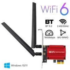 WiFi 6 AX1800 PCIe MT7921 802.11ax Dual Band WiFi Card with BT 5.2 2.4G/5G PC