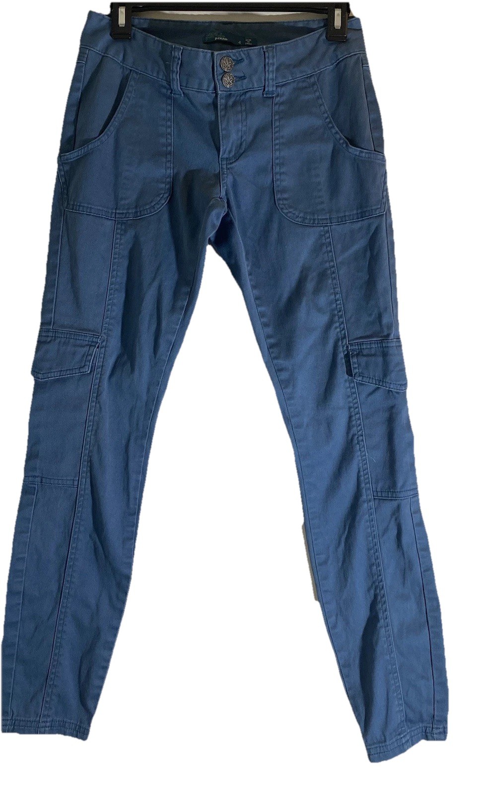 Prana Pants Womens Size 4 Blue Cargo Pockets Hiking Outdoor