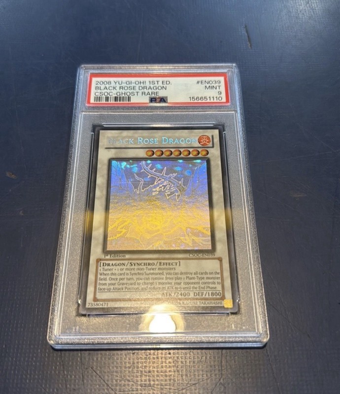 YuGiOh PSA 9 MINT Black Rose Dragon CSOC-EN039 Ghost Rare 1st Edition