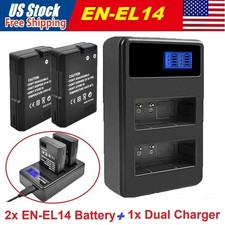2x EN-EL14a Battery Charger for Nikon D3300 D3200 D3100 D5100 D5200 D5300 D3400