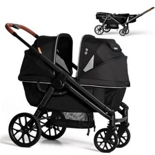 Wagon Stroller for 2 Kids, Foldable All-Terrain Stroller Wagon with Black