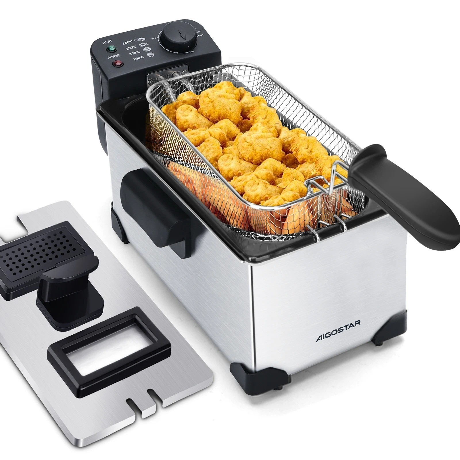 Friteuse 2200W grand volume avec fenetre de controle et bac a huile amovible