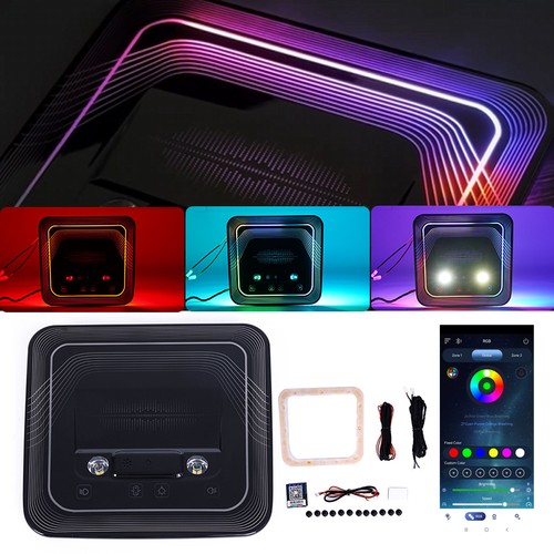 APP Music Control RGB LED Car Roof Dome Reading Atmosphere Lamp Door Decor Light - Picture 3 of 19