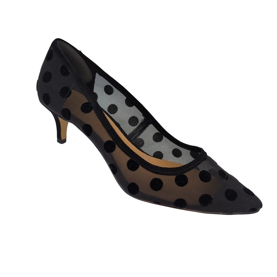 J.Crew заводской Esme в горошек котенок каблук насос черный размер 7 - Изображение 3 из 4