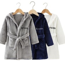 Boy and Girls Flannel Pajamas Robe Autumn and Winter Children Sleepwear Soft Hoo
