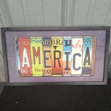 AMERICA LICENSE PLATE SIGN PLAQUE - 15.75" x 8.75" open road retro repro