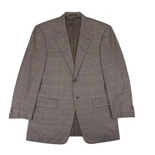 Pal Zileri Men's Blazer 40R 100 Wool Brown Houndstooth Plaid Sport Coat Italy