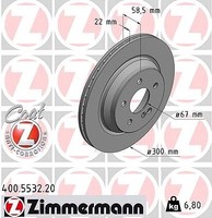 2X Zimmermann Bremsscheibe Hinterachse FüR MERCEDES-BENZ