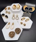 Vintage Estate Gold Tone Costume Earrings Lot 10 Prs Some AVON MONET TRIFARI