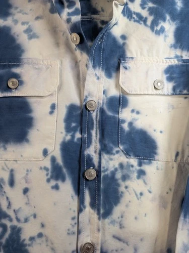 Forever 21 Men's Blue White Tie-Dye Button Front Shacket Jacket Size S image 4