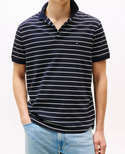 Tommy Hilfiger Men's Navy/White Stripe Short Sleeve Cotton Polo MW39994 Size L