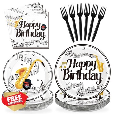 Greencian Saxophone Party Plates Napkins
