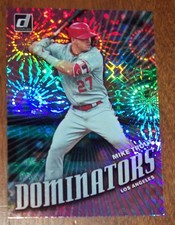 2019 Panini Donruss Baseball Mike Trout Dominators Pink Fireworks Card
