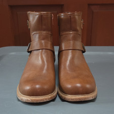 Boc Brown Biker Ankle Boots Buckle Zip Round ...
