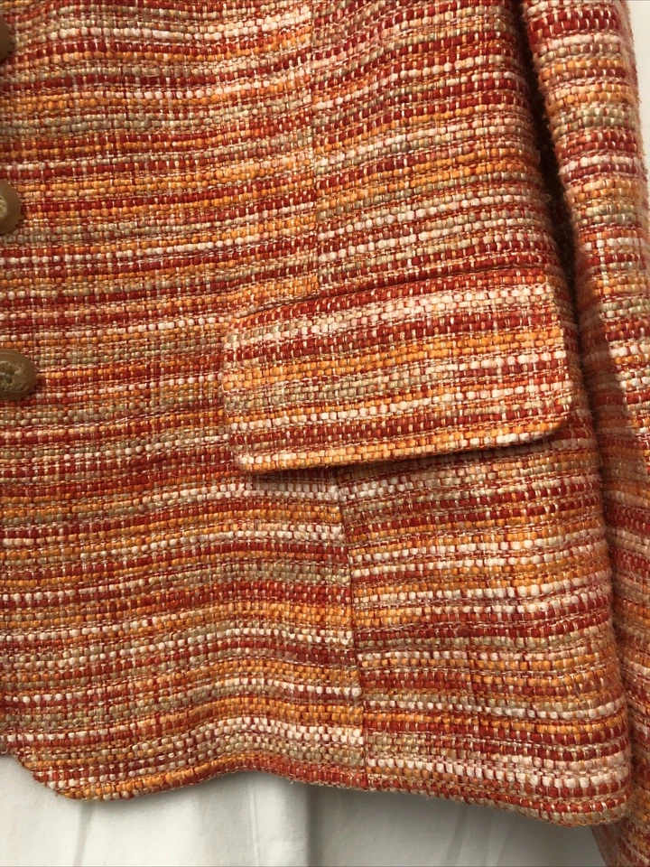 Chaqueta para mujer Ellen Tracy for Dillards naranja con múltiples sargas forrada con botones - talla 8 Foto 4 de 4