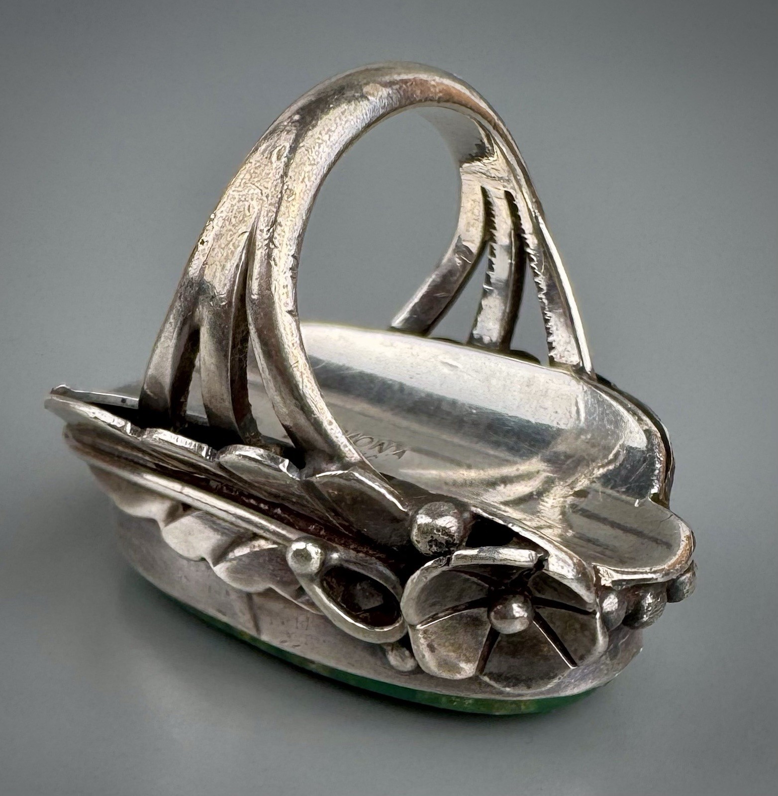 Large Vintage HOPI Sterling Silver HIGH GRADE Turquoise Ring ~ Ramona Loloma