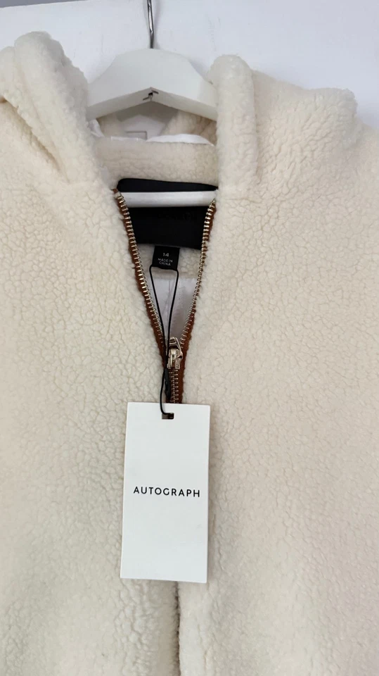 Stunning BNWT M&S Autograph cream borg hooded coat - 14 - Image 2 of 4