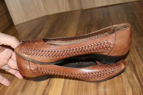 Winnie women 8 woven leather loafer Peep toed braided cognac IF/7189 - Picture 6 of 8