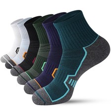 Men Athletic Quarter Socks 6 Pairs Cushioned Sports Ankle Running Gym Workout