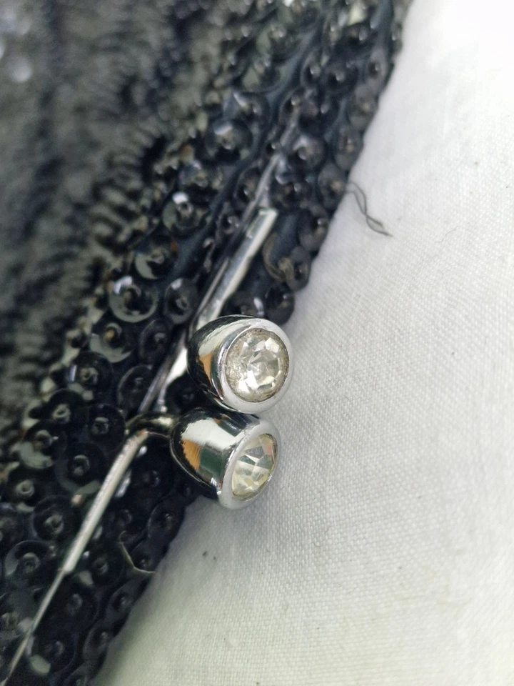 Vintage Black Beaded Sequin Evening Bag, Clutch Bag - Image 4 of 4