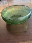 VTG E.O Brody Co. Emerald Green Ribbed Glass Bowl 6.5" D Cleveland OH. USA