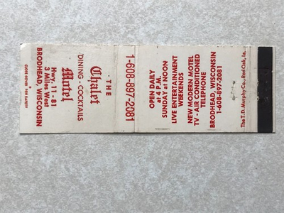 #ad AV103 Matchbook Cover The Chalet Motel dining cocktails Brodhead Wisconsin WI $4.99
