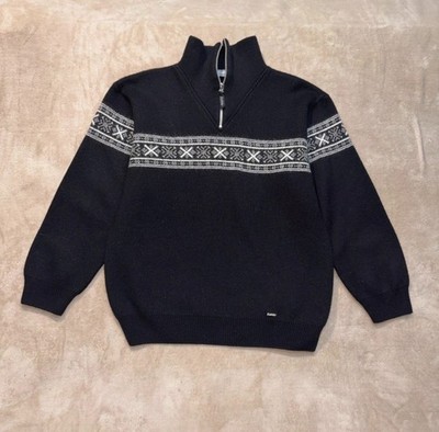 Eisbär Sport Strickpullover Half Zip Merinowolle Norweger Schwarz Herren Gr. M/L