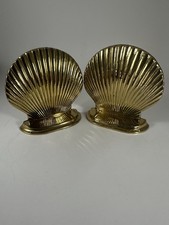 Vintage Brass Seashell Bookends Pair