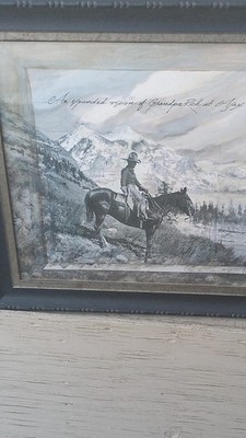 Suzanne Trias Western Americana Cowboy on Horseback Framed Art Print