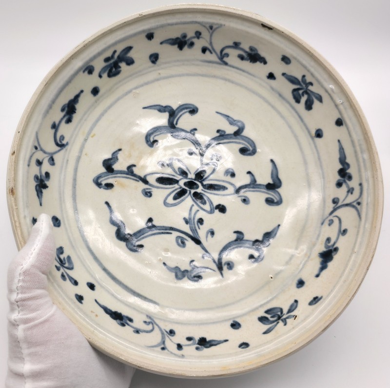 Hoi An Hoard Shipwreck Large Antique Blue & White ceramic Bowl 15th c. #114604