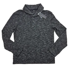 Marc Anthony Mens Gray Long Sleeve Fleece Sweater Slim Fit 3 Button