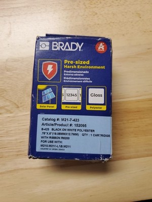 Brady Authentic (M21-7-423) Pre-sized Harsh-Environment Polyester Labels .75''x.5