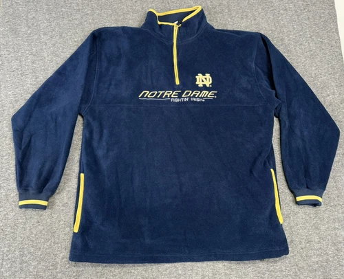VTG Notre Dame Fighting Irish Fleece Pullover Mens Large Lee Sport Navy Blue