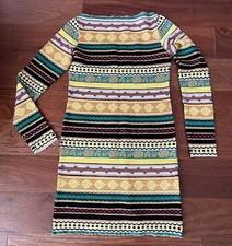 MISSONI Women Stretch Sweater DRESS Multicolor Knit LOGO Size 42 USA 6 ITALY
