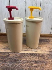 Vintage Tupperware 640 Ketchup and Mustard Pump Dispensers Condiments
