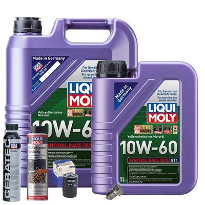 Motoröl 10W60 LIQUI MOLY 6L+MAHLE Ölfilter+Spülung+Cera Tec+Ölablassschraube