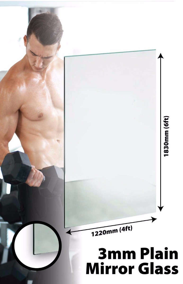 Large Mirror SAFETY BACKED GLASS GYM OR DANCE STUDIO 3MM 6FT X 4FT 183CM X 122CM