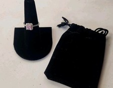 Silver Ring with Pink Gem Stone - Size 7