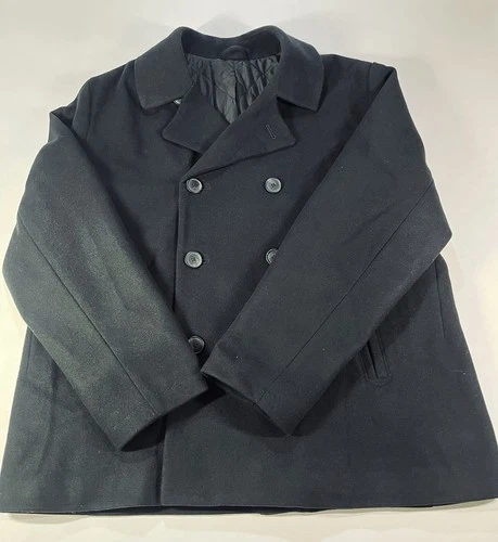 Old Navy Mens XXL Black Peacoat Double Breasted Military Jacket Quilted NWT video thumbnail