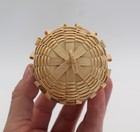 Mic Mac Mi'kmaq Basket Wood Splint Maine Ne Natural Lidded Covered Small Curly — photo 4