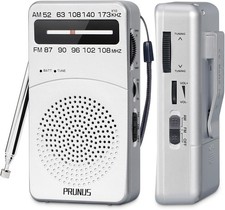 PRUNUS J-166 Portable Radio AM FM, Battery Operated with Tuning Silver