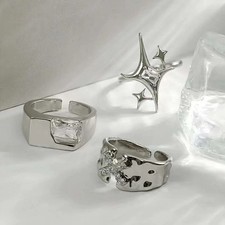 Vintage Gothic Cross Star Ring Adjustable Punk Unisex Jewelry