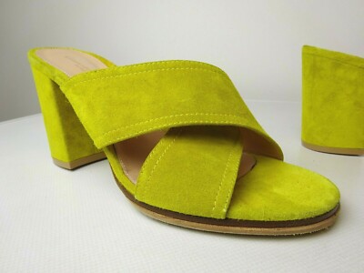 GIANVITO ROSSI Milano Damen Luxus Schuhe Pantoletten Wildleder Gelb Gr.39 Neuw