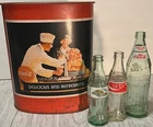 Vintage Coke Coca Cola Waste Basket Trash Can Arabic ,Jaguar, Diet Coke  Bottles